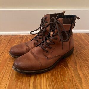 Aldo Men’s Brown Leather Ankle Boots Lace Up and Zip Up Size 12